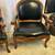 Pair of Bergere Black Leather Carved Armchairs Accent Chairs Antique 4 thumbnail