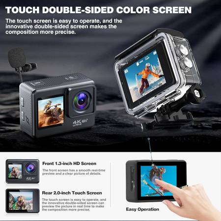 4K60FPS Action Camera for Video Recording WiFi with Touch Screen Dual - $85 (Gibsonton)63443270259843124