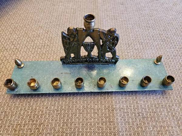 DAYAGI BRASS ENAMEL VINTAGE MENORAH FROM ISRAEL #1372 1