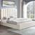 Queen beige upholstered platform bed with storage footboard - New 2 thumbnail