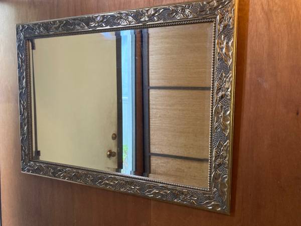30" x 42" Large Shabby Chic Mirror with solid wood embossed gold frame 1