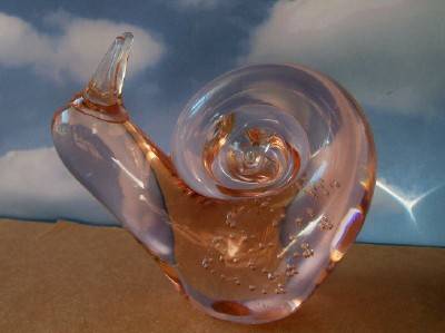 Vintage Art Glass Snail with Controlled Bubbles 1