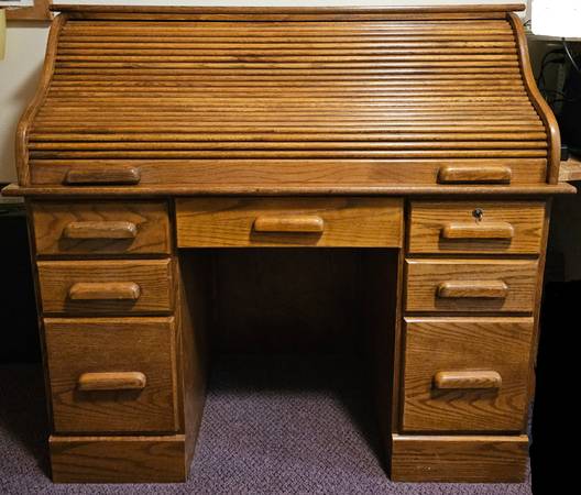 Oak Roll Top Desk 1
