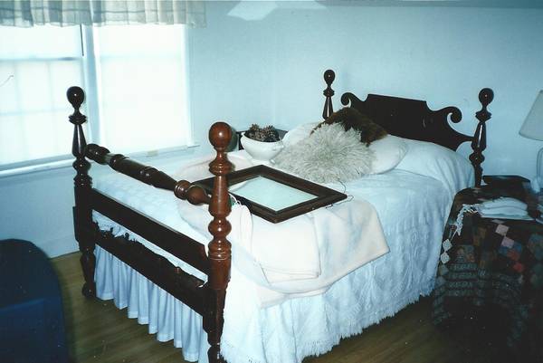 Antique walnut poster rope bed 1