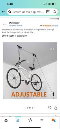 Bicycle Bike Hoist Lift Ceiling Mount Pulley System - $15 (Pembroke Pines)63444059792001122