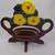 Decorative Standing Fruit Bowl Collapsible Wood Hibiscus Flower Design 1 thumbnail