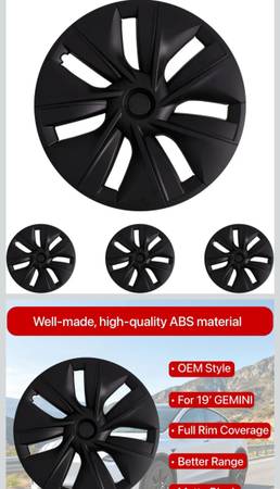 4-Pack Tesla Model Y 19” Wheel Covers – Matte Black 1
