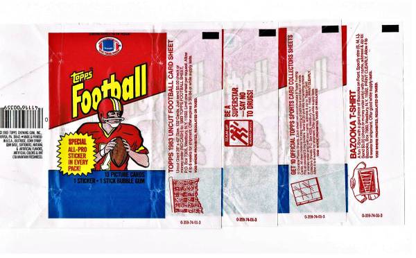 1983 Topps Football COMPLETE Wax Wrapper SET All Versions Redskins 1