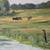 Vintage Danish Oil Landscape Painting Cows Stream Monogrammed 3 thumbnail