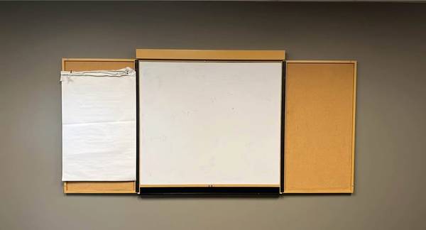 Modular Wall-Mounted Conference Cabinet – Whiteboard + Cork + Flip Cha 1
