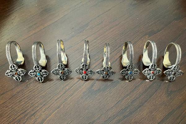 Art Deco Arthur Court Jeweled Silver Plated Metal Napkin Rings. 1