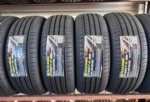 (4) 215/60R16 NEW BLACKHAWK 50K MILES WARRANTY 1