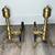 Stunning Pair of Rostand Antique Heavyweight Brass Fireplace Andirons 2 thumbnail