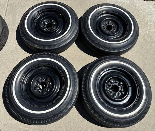 1963-67 Corvette 4 BFGoodrich Silvertown 7.75-15 Whitewall Tires  Rims 1