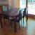 wood kitchen table & 4 leather (imitation) chairs & 2 stools 3 thumbnail