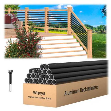 20 Pack 10 FT x 5/8 inch 6063 Aluminum Horizontal Deck Balusters, Matt 1