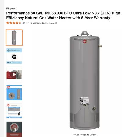 50 GALLON RHEEM WATERHEATER 1
