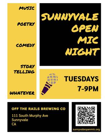 Open mic in Sunnyvale every Tuesday (sunnyvale)63966185868035120