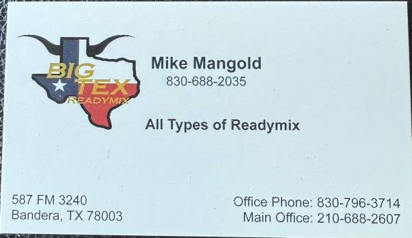 Ready Mix Delivered (Bandera TX) 1