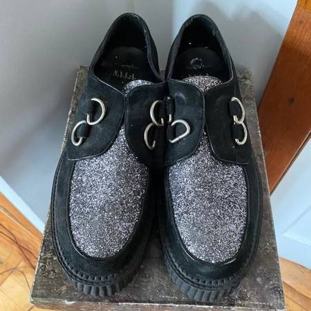 N.Y.L.A. Black and Silver Glitter Creepers - RARE! 1