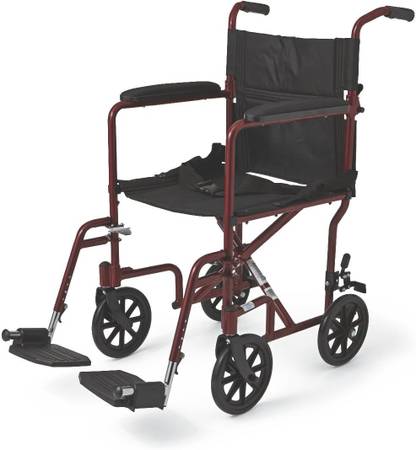 19" Ultra Lightweight Transport Bariatric Wheelchair. Red 1