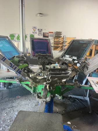 Screen printing oven, flasher, and 6 color press 1
