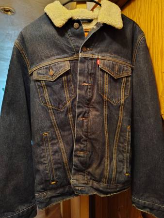 Levi's Denim Fleece Lined Jacket Men's Medium 1