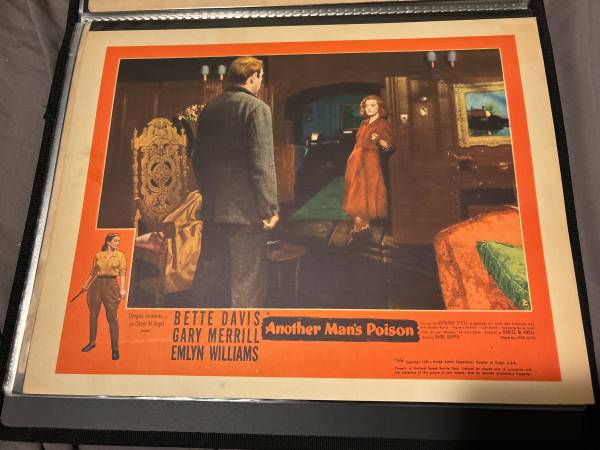 Bette Davis Gary Merrill "Another Man's Poison" original 11"x14"poster 1