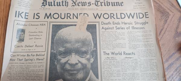 Duluth News Tribune 1969 Eisenhower passes 1