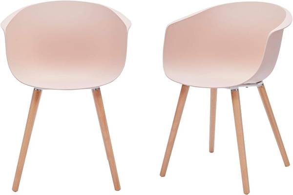 Rivet Alva Modern Curved-Back Plastic Dining Chair, Set of 2, 23.2"W,