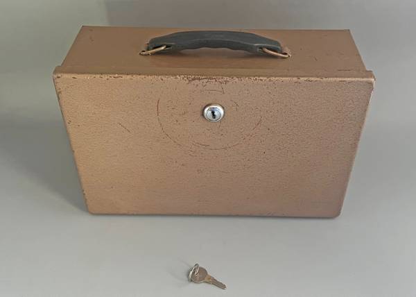 Vintage Fire resistant metal Cash / Storage Box. 1