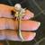 18k Italian yellow Gold Pin Brooch with Natural Akoya Pearl  & Diamond 2 thumbnail