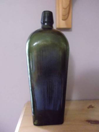 Antique Olive Green Glass Gin Bottle 1