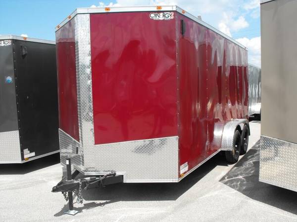 1 Enclosed Trailer 7 X 16 Ramp Brandy Wine  In Color 7' Interior 7000 GV 1