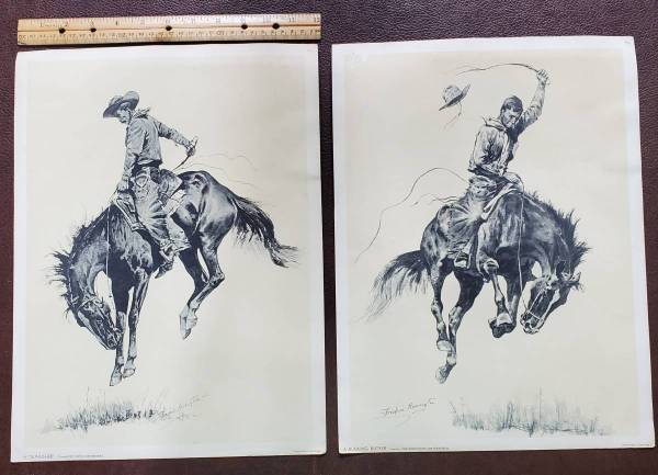 2 Frederic Remington Prints. Famous iconic western prints. Unframed 1