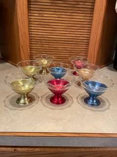 8 Mirror MCM Aluminum Dessert Sherbet Dish Cup VGC 1