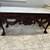 Hand carved wood console table with white Carara  marble top 1 thumbnail