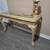 Elegant Solid Wood Carved Distressed Entry Table with Glass Inset | Be 3 thumbnail
