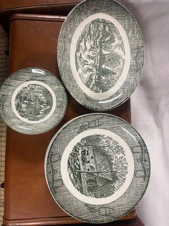 Currier & Ives  plow & yoke dishes 1
