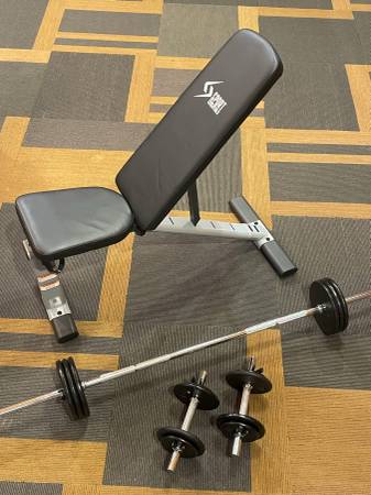 *PRICE DROP* - Standard Free Weights (115 lb Total Weight) with Bench 1