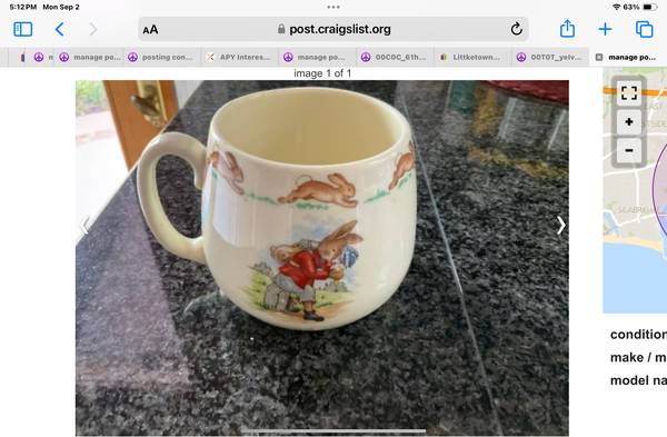 Bunnykins cup antique made in england 1
