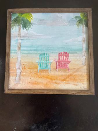 Beach paintings framed Chairs Dina June Surfs Up 1