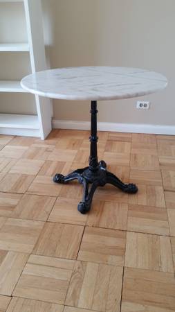 Marble  Round Table cast iron base white/gray 30” 1