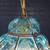 Pair of Vintage Turquoise Bubble Glass & Gilt-Metal Pendant Lantern Li 8 thumbnail