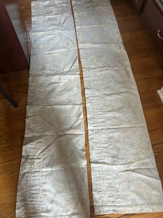 TUCKED VALANCE BRINKS EGGSHELL/METALLIC GOLD DRAPES 82X14 NEW RETAIL 6 1