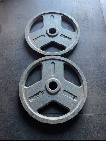 45 lbs Olympic Weights Plates…. Home Gym Fitness…. I have few differen 1