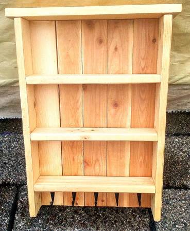 2 SPICE RACKS, BOTH SOLID WOOD AND NEW, $15 AND $10 EACH 1