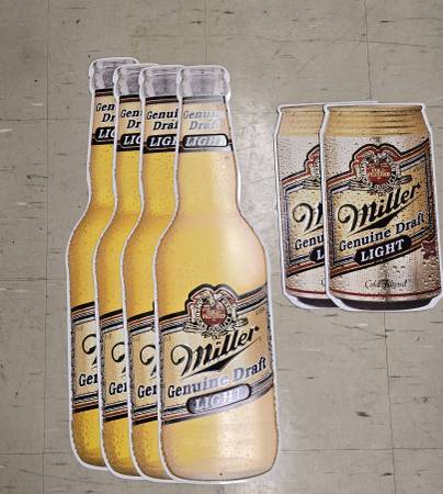 6 New Metal Miller Lite Beer Signs 1