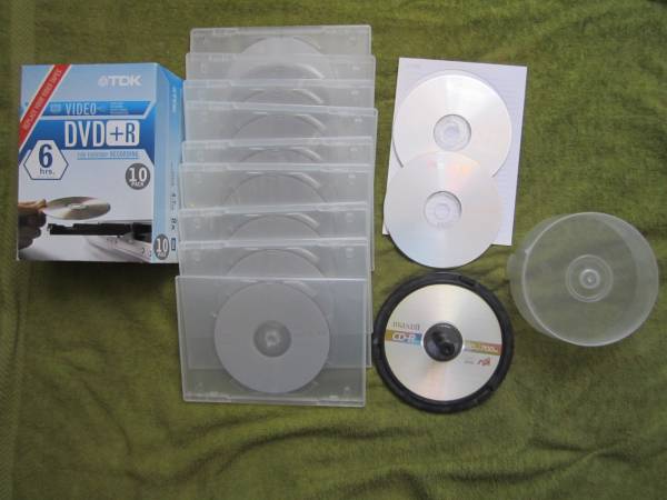 Blank DVDs + CDs  with Spindle/Cake Box -  Total of 12 1