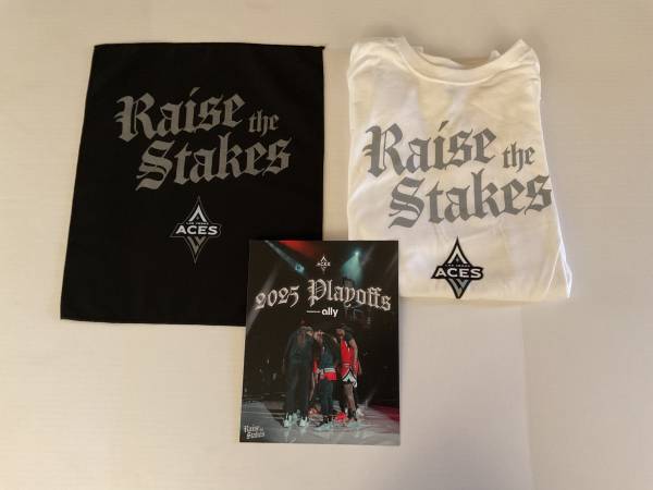 LV Aces White/Silver Raise The Stakes T-shirt Sz XL/Small Poster/Rally 1